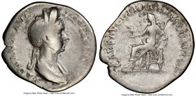 Plotina (ca. AD 105-122). AR denarius (20mm, 7h). NGC Fine. Rome. PLOTINA AVG-IMP TRAIANI, draped bust of Plotina right, seen from front, wearing hair...
