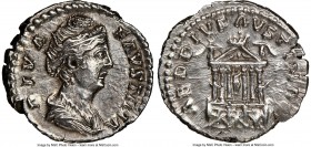 Diva Faustina Senior (AD 138-140/1). AR denarius (18mm, 11h). NGC AU, brushed. Rome, after AD 141. DIVA-FAVSTINA, draped bust of Diva Faustina Senior ...