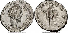 Marcus Aurelius, as Caesar (AD 161-180). AR denarius (18mm, 3.18 gm, 6h). NGC AU 5/5 - 3/5, brushed. Rome, 158-159. AVRELIVS CAES ANTON AVG PII F Bare...