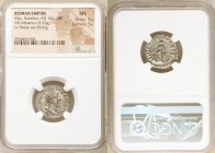 Marcus Aurelius, as Augustus (AD 161-180). AR denarius (18mm, 3.53 gm, 6h). NGC MS 5/5 - 5/5. Rome, AD 165-166. M ANTONINVS AVG ARMENIACVS, laureate h...