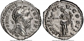 Marcus Aurelius, as Augustus (AD 161-180). AR denarius (18mm, 12h). NGC XF. Rome, December AD 169- December AD 170. M ANTONINVS AVG TR P XXIIII, laure...