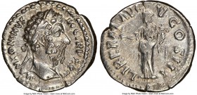 Marcus Aurelius, as Augustus (AD 161-180). AR denarius (19mm, 1h). NGC Choice VF. Rome, December AD 169- December AD 170. M ANTONINVS-AVG TR P XXIIII,...