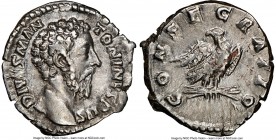 Divus Marcus Aurelius (AD 161-180). AR denarius (18mm, 12h). NGC Choice XF. Rome, AD 180. DIVVS M ANT-ONINVS PIVS, bare head of Marcus Aurelius right ...