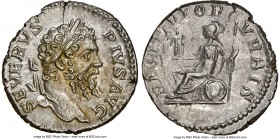 Septimius Severus (AD 193-211). AR denarius (19mm, 3.57 gm, 12h). NGC MS 5/5 - 4/5. Rome, AD 202-210. SEVERVS-PIVS AVG, laureate head of Septimius Sev...