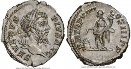 Septimius Severus (AD 193-211). AR denarius (19mm, 3.38 gm, 7h). NGC MS 4/5 - 4/5, flan flaw. Rome, AD 206. SEVERVS PIVS AVG, laureate head of Septimi...