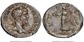 Septimius Severus (AD 193-211). AR denarius (20mm, 12h). NGC Choice AU. Laodicea, AD 198-202. L SEPT SEV AVG IMP XI PART MAX, laureate head of Septimi...