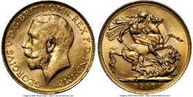 George V gold Sovereign 1917-P MS62 NGC, Perth mint, KM29. AGW 0.2355 oz. Ex. Ted Reams Collection

HID09801242017

© 2020 Heritage Auctions | All...