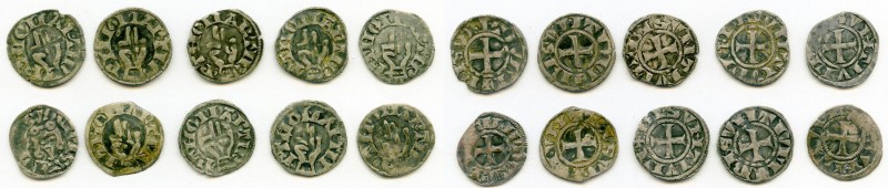 10-Piece Lot of Uncertified Assorted Deniers ND (12th-13th Century) VF, Includes...