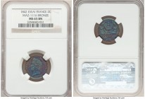 Louis Philippe I bronze Essai 2 Centimes 1842 MS65 Brown NGC, Maz-1116. Designed by Barre. Brilliant neon blues and purples decorate this gem.

HID0...