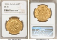 Napoleon III gold 100 Francs 1869-BB MS61 NGC, Strasbourg mint, KM802.2, Fr-551, Gad-1136. Mintage: 14,000. Honeyed patination abound.

HID098012420...