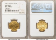 Nürnberg. Free City gold Ducat 1649 UNC Details (Cleaned) NGC, KM159. Fully detailed with brilliant luster. 

HID09801242017

© 2020 Heritage Auct...