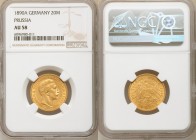 Prussia. Wilhelm II gold 20 Mark 1890-A AU58 NGC, Berlin mint, KM521. First year of type. AGW 0.2305 oz. 

HID09801242017

© 2020 Heritage Auction...