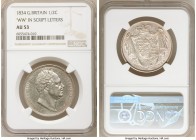 William IV 1/2 Crown 1834 AU53 NGC, KM714.2, S-3834, W.W. in script on truncation. 

HID09801242017

© 2020 Heritage Auctions | All Rights Reserve...