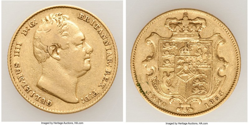 William IV gold Sovereign 1833 VF, KM717, S-3829b. 22mm. 7.88gm. Includes eAucti...