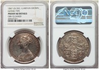 Victoria Proof "Gothic" Crown 1847 AU Details (Obverse Cleaned) NGC, KM744, S-3883, UN DECIMO on edge. Proof only issue that circulated. 

HID098012...