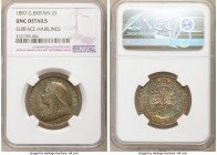 Victoria 3-Piece Lot of Assorted Issues, 1) Florin 1897 - UNC Details (Surface Hairlines) NGC, KM781 2) 4 Pence 1840 - AU (Surface Hairlines), KM731.1...