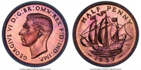 George VI Proof 1/2 Penny 1937 PR66 Red and Brown PCGS, KM844, S-4115. Magenta and royal blue toned. 

HID09801242017

© 2020 Heritage Auctions | ...
