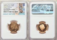 British Colony. Elizabeth II gold Proof "Legend of St. George - Victor's Embrace" Sovereign 2018 PR70 Ultra Cameo NGC, KM-Unl. First releases. AGW 0.2...