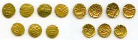 Cochin 7-Piece Lot of Uncertified gold Fanams ND (17th-18th Century) AU, Fr-1504. Average size 7mm. Average weight 0.39gm. Sold as is, no returns.

...