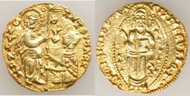 Chios. Anonymous gold Imitative Ducat ND (1382-1400) AU (Lightly Cleaned), Fr-2c. 20mm. 3.16gm. Imitating a gold Venetian ducat of Antonio Venier. 
...