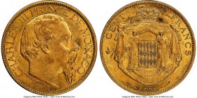 Charles III gold 100 Francs 1886-A MS61 NGC, Paris mint, KM99. Exhibits a lustrous but marked surface. AGW 0.9334 oz.

HID09801242017

© 2020 Heri...