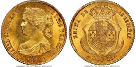 Isabel II gold 100 Reales 1861 MS64+ NGC, Madrid mint, KM605.2.

HID09801242017

© 2020 Heritage Auctions | All Rights Reserved