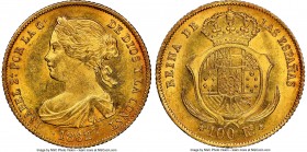 Isabel II gold 100 Reales 1862 MS63 NGC, Madrid mint, KM605.2.

HID09801242017

© 2020 Heritage Auctions | All Rights Reserved