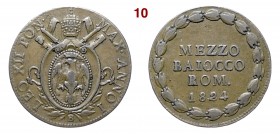 BOLOGNA LEONE XII (1823-1829) Mezzo Baiocco 1824 I Gig. 11 Cu • Con cartellino Mario Raviola q.BB