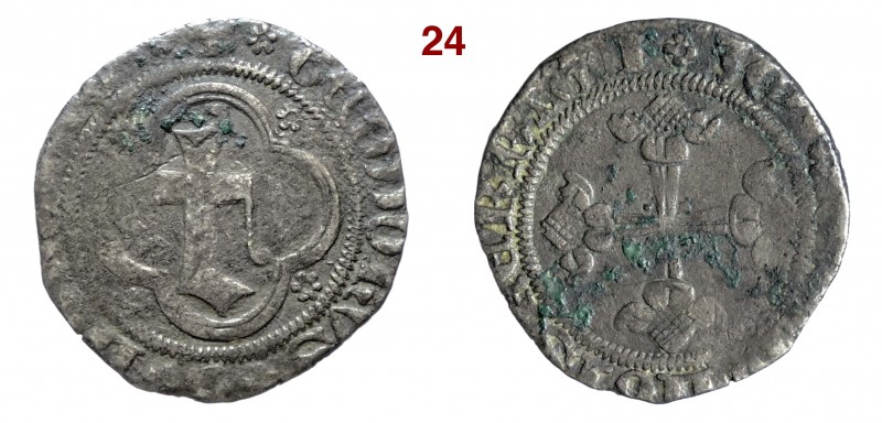 CHIVASSO TEODORO II PALEOLOGO (1381-1418) Mezzo Grosso s.d. MIR 393 Mi • Con car...