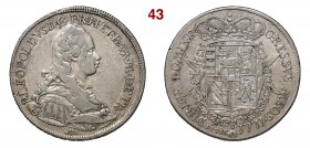 FIRENZE PIETRO LEOPOLDO I DI LORENA (1765-1790) Francescone da 10 Paoli 1771 MIR 379/12 Ag g 27,3 BB