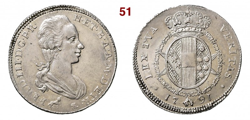 FIRENZE FERDINANDO III DI LORENA (1790-1801) Doppio Paolo 1791 MIR 407 Ag g 5,43...