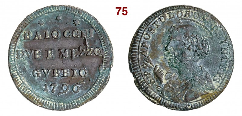 GUBBIO PIO VI (1775-1799) Sampietrino 1796 Cu g 18,18 BB÷SPL