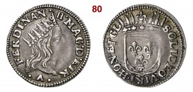 LIVORNO FERDINANDO II DE' MEDICI (1621-1670) Luigino s.d. MIR - Ag g 2,16 • Gradevole patina; debolezza di conio sul viso BB