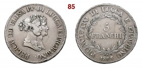 LUCCA e PIOMBINO ELISA BONAPARTE e FELICE BACIOCCHI (1805-1814) 5 Franchi 1805 Firenze Pagani 251 Ag g 24,83 MB/BB