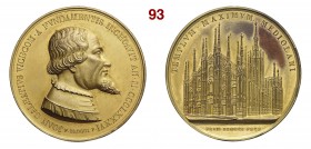 MILANO Medaglia per il 500 anniversario dall'inizio della costruzione del Duomo (1886) Ae dorato mm 47 • In astuccio; doratura in parte rovinata al ro...