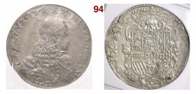 MILANO CARLO II DI SPAGNA (1665-1700) Filippo 1676 MIR 387/1 Ag • NGC UNC details, corrosion. Ottimi rilievi (da moneta SPL) ma superfici porose per b...