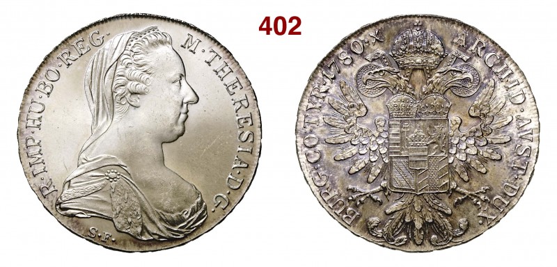 AUSTRIA MARIA TERESA (1740-1780) Tallero 1780 Ag • Riconio-Restrike FDC