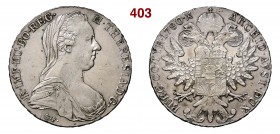 AUSTRIA MARIA TERESA (1740-1780) Tallero 1780 Ag • Riconio-Restrike BB