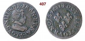 FRANCIA LUIGI XIII (1610-1643) 2 Tornesi 1621 Cu MB