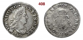 FRANCIA LUIGI XIV (1643-1715) 4 Soldi 1692 Bourges Ag MB