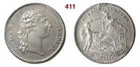 FRANCIA Regnando LUIGI XVI (1774-1792) Gettone della facoltà di Medicina, Accademia di Chirurgia con il rovescio del gettone di Luigi XV del 1751 Ag q...
