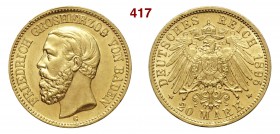 GERMANIA - Baden FRIEDRICH I (1852-1907) 20 Mark 1895 G Fb. 3754 Au g 7,97 SPL÷FDC