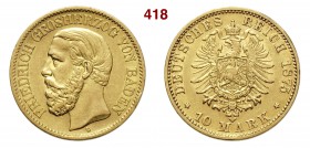 GERMANIA - Baden FRIEDRICH I (1852-1907) 10 Mark 1875 G Fb. 3756 Au g 3,96 • Colpetto BB+