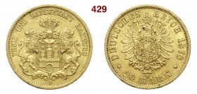 GERMANIA - Hamburg 20 Mark 1878 J Fb. 3776 Au g 7,93 BB÷SPL