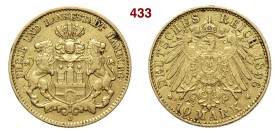 GERMANIA - Hamburg 10 Mark 1896 J Fb. 3781 Au g 3,97 BB
