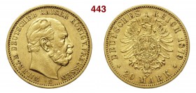 GERMANIA - Prussia WILHELM I (1861-1888) 20 Mark 1879 A Fb. 3816 Au g 7,93 BB