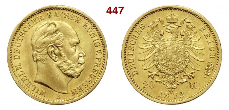 GERMANIA - Prussia WILHELM I (1861-1888) 20 Mark 1872 B Fb. 3814 Au g 7,94 • Al ...