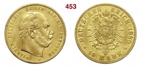 GERMANIA - Prussia WILHELM I (1861-1888) 10 Mark 1880 A Fb. 3822 Au g 3,91 • Spazzolata BB