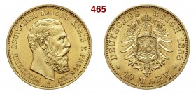 GERMANIA - Prussia FRIEDERICK III (1888) 10 Mark 1888 A Fb. 3829 Au g 3,95 • Due graffietti al dritto e lievi hairlines SPL/q.FDC
