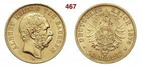 GERMANIA - Sachsen ALBERT (1873-1902) 20 Mark 1876 E Fb. 3841 Au g 7,94 • Bordo abilmente ripreso h 12 al D/ BB÷SPL
